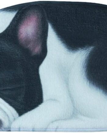 Alfombra sólida con forma de mascota, alfombra con forma de perro, ultra suaves, de caricatura, encantadora, antideslizante, absorbente, lavable a máquina, duradera (19.7 x 43 pulgadas, bulldog)