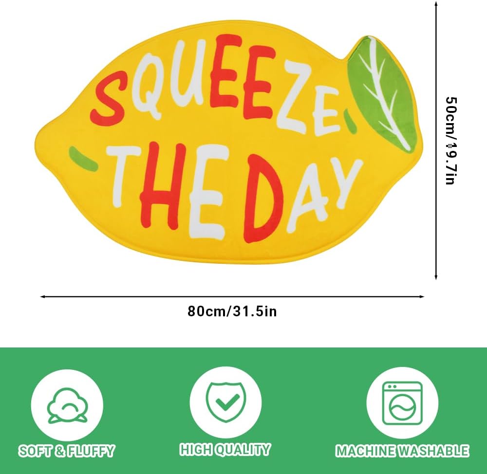 Vanleonet Alfombra de baño de limón, alfombras de baño antideslizantes, lavables, esponjosas, suaves y absorbentes, bonita alfombra de baño de limón, 30 x 20 pulgadas