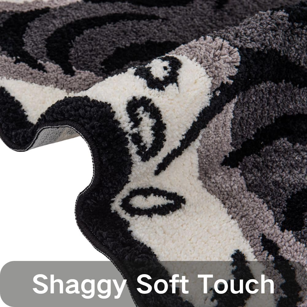 Alfombra suave y divertida de 5 x 3 pies para sala de estar, estética de dormitorio, lavable con respaldo antideslizante de caucho termoplástico (TPR), decoración del hogar (gris)