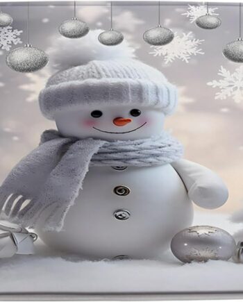 GCTNBJL Alfombra de baño de Navidad con diseño de muñeco de nieve, bola de Navidad, vacaciones de invierno, gris, blanco, tapete de espuma viscoelástica, 18 x 30 pulgadas