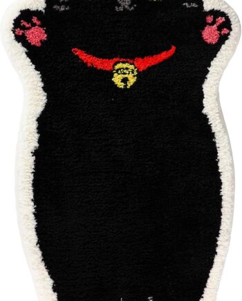 Alfombras de baño de Halloween, tapete de baño de gato negro, antideslizante para ducha, suave y absorbente, alfombra de pasillo de microfibra suave y absorbente, divertida en forma de animal,