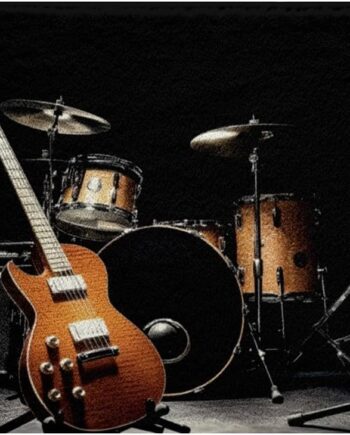 Juego de alfombras de baño para guitarra, kit de batería con temática de música rock, microfibra fuerte absorción de agua, torre con parte trasera antideslizante, decoración interior, tapete para puerta de entrada, tapete para baño, suelo musical interior, 20 x 32 pulgadas