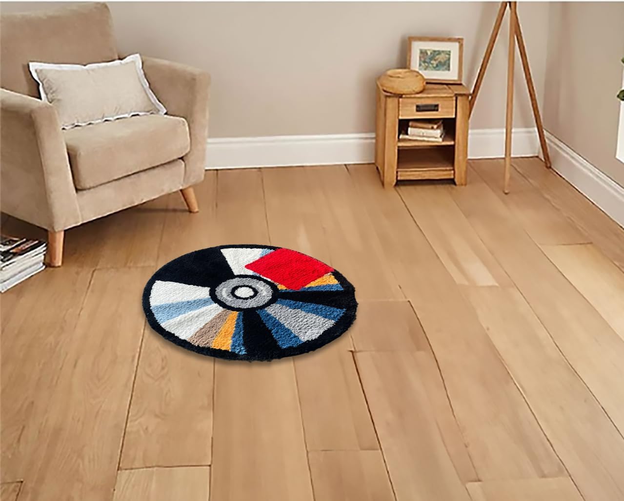 Alfombra de cd - Hypebeast Y2K Rug - Decoración copetuda hecha a mano - Hecho a mano y de alta calidad - 28 pulgadas (27.6 in) - Decoración estética de habitación - Alfombra de baño de diseño -