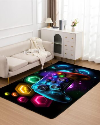 NTBED Tapete de consola de juegos Galaxy para dormitorio, sofá, sala de juegos, decoración geométrica para mesita de noche, alfombra decorativa para el suelo de los jugadores (5 x 8 pies, negro)