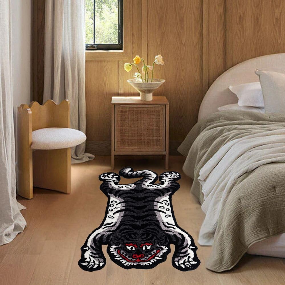 Alfombra suave y divertida de 5 x 3 pies para sala de estar, estética de dormitorio, lavable con respaldo antideslizante de caucho termoplástico (TPR), decoración del hogar (gris)