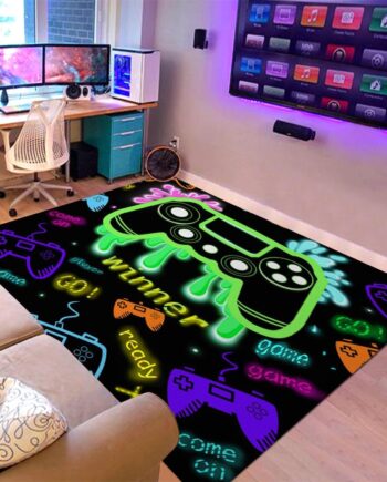 Sunnycitron Alfombras de área de juegos para niños, decoración de habitación de niños, adolescentes, controlador de videojuegos 3D, alfombra decorativa para dormitorio, sala de estar, sala de juegos,