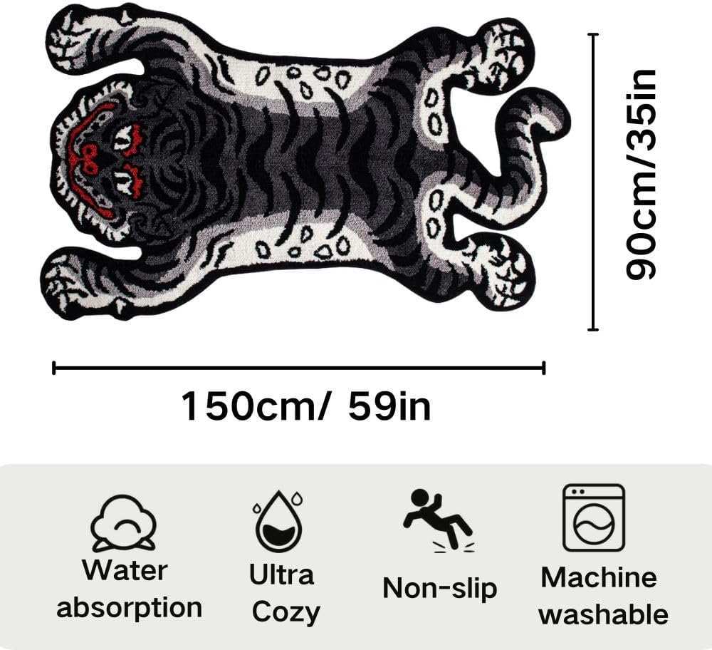 Alfombra suave y divertida de 5 x 3 pies para sala de estar, estética de dormitorio, lavable con respaldo antideslizante de caucho termoplástico (TPR), decoración del hogar (gris)