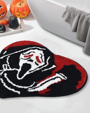 Vanleonet Alfombra de baño con cara de fantasma, decoración de Halloween, antideslizante, absorbente, lavable, tapete de terror, gótico, espeluznante, calavera de grito para cocina, sala de estar