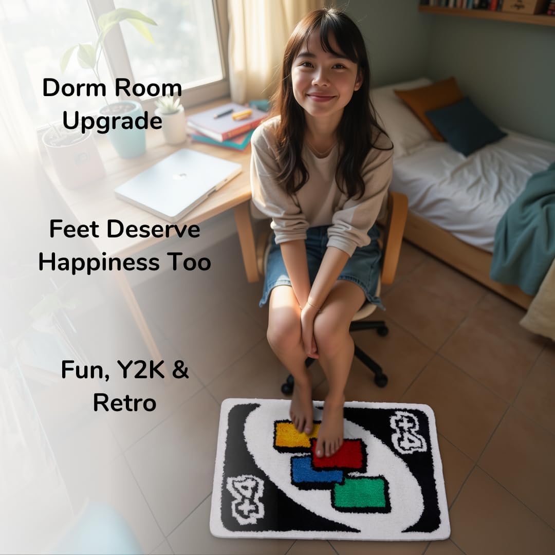 Uno Rug – Alfombras esponjosas y frescas de 24 x 36 pulgadas para dormitorio, baño o sala de juegos – Funky, estética para hombres, mujeres y adolescentes – Colores vibrantes con respaldo