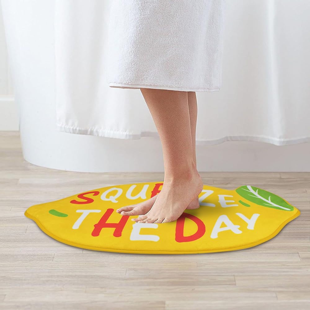 Vanleonet Alfombra de baño de limón, alfombras de baño antideslizantes, lavables, esponjosas, suaves y absorbentes, bonita alfombra de baño de limón, 30 x 20 pulgadas