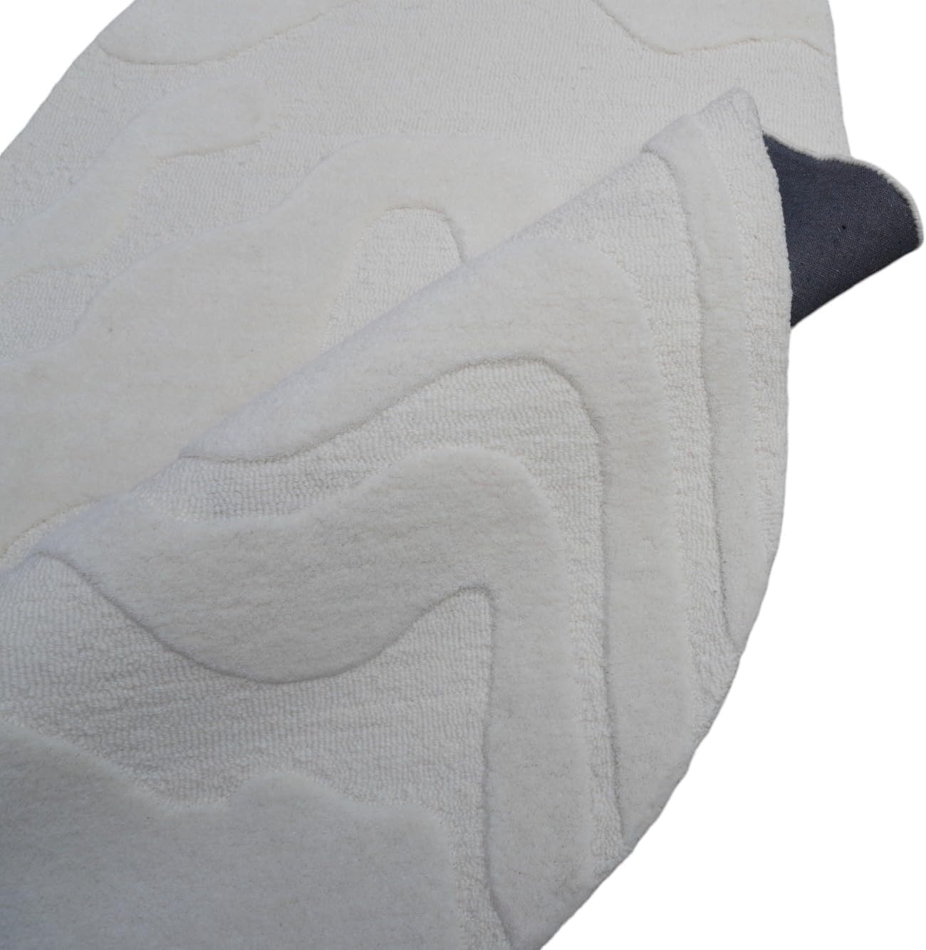 Alfombra de lana de tejido natural con forma irregular copetuda a mano, alfombra 100% lana para dormitorio, sala de estar y decoración del hogar, alfombra artística moderna (blanco crema, 4 x 6 pies)