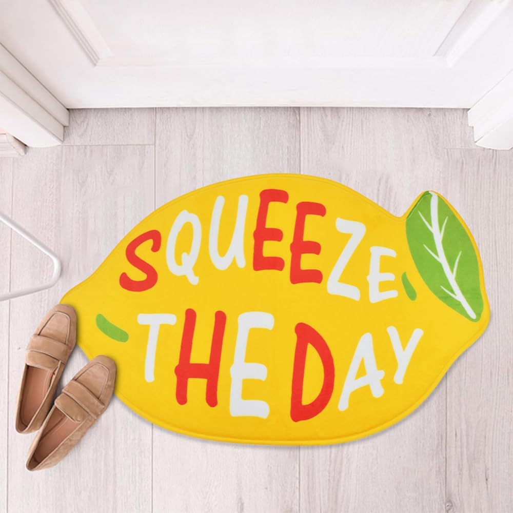 Vanleonet Alfombra de baño de limón, alfombras de baño antideslizantes, lavables, esponjosas, suaves y absorbentes, bonita alfombra de baño de limón, 30 x 20 pulgadas