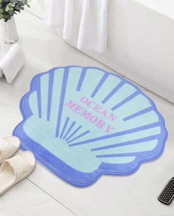 Vanleonet Seashell - Alfombra de baño antideslizante, lavable, esponjosa, suave, absorbente, bonita alfombra de conchas marinas, 24 x 22 pulgadas