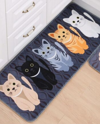 Tapete rectangular con diseño de gatos encantadores de dibujos animados para escaleras, inodoros, pisos, dormitorio, sala de estar, baño, cocina, decoración del hogar