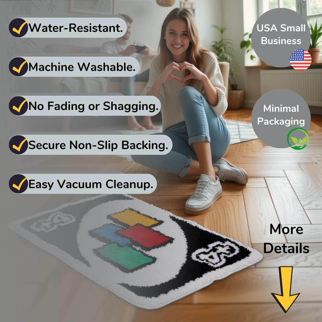 Uno Rug – Alfombras esponjosas y frescas de 24 x 36 pulgadas para dormitorio, baño o sala de juegos – Funky, estética para hombres, mujeres y adolescentes – Colores vibrantes con respaldo