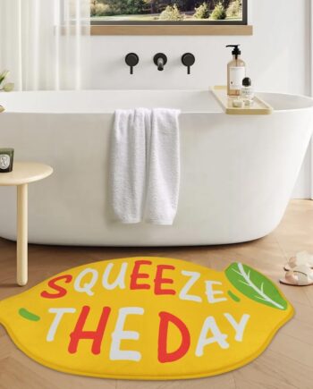 Vanleonet Alfombra de baño de limón, alfombras de baño antideslizantes, lavables, esponjosas, suaves y absorbentes, bonita alfombra de baño de limón, 30 x 20 pulgadas