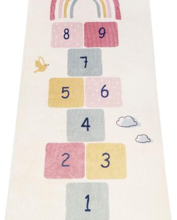 Topotdor Alfombras de juego con diseño de cielo arcoíris, alfombra suave para dormitorio, sala de juegos, guardería, gran regalo para niñas y niños, 27.5 x 63 pulgadas