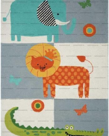 Alfombra moderna de lana con estampado de animales de dibujos animados a mano, alfombra de área para habitación, pasillo, cocina, sala de juegos, alfombra de animales (7 x 10 pies)