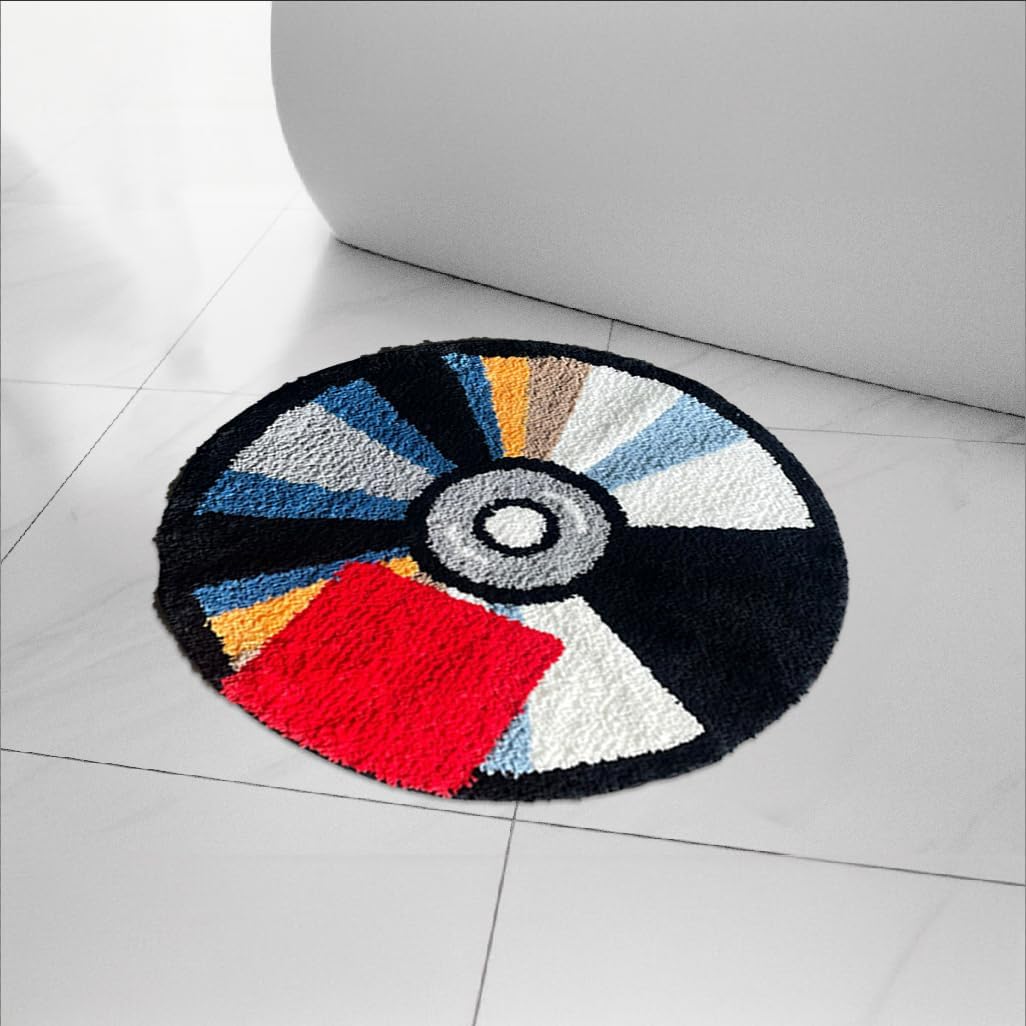 Alfombra de cd - Hypebeast Y2K Rug - Decoración copetuda hecha a mano - Hecho a mano y de alta calidad - 28 pulgadas (27.6 in) - Decoración estética de habitación - Alfombra de baño de diseño -