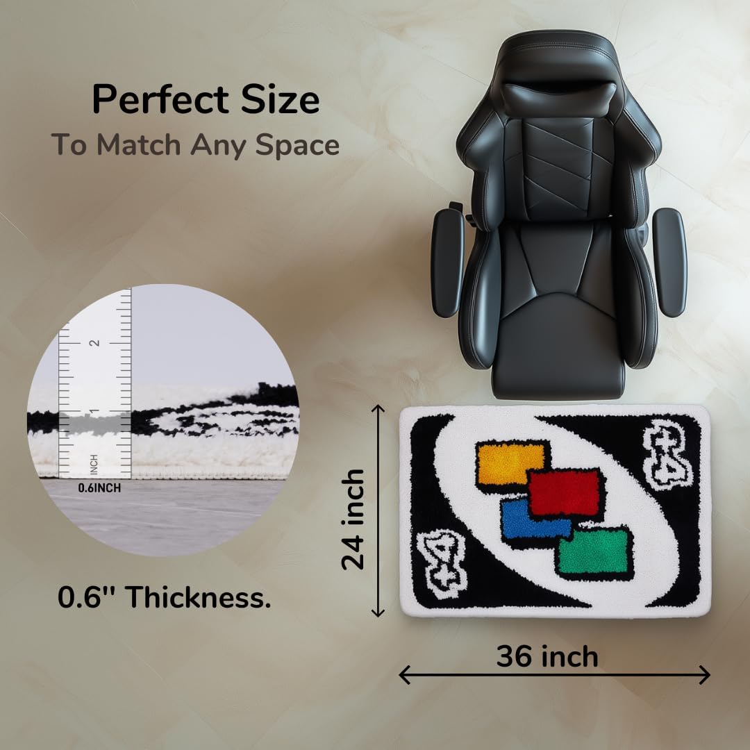 Uno Rug – Alfombras esponjosas y frescas de 24 x 36 pulgadas para dormitorio, baño o sala de juegos – Funky, estética para hombres, mujeres y adolescentes – Colores vibrantes con respaldo