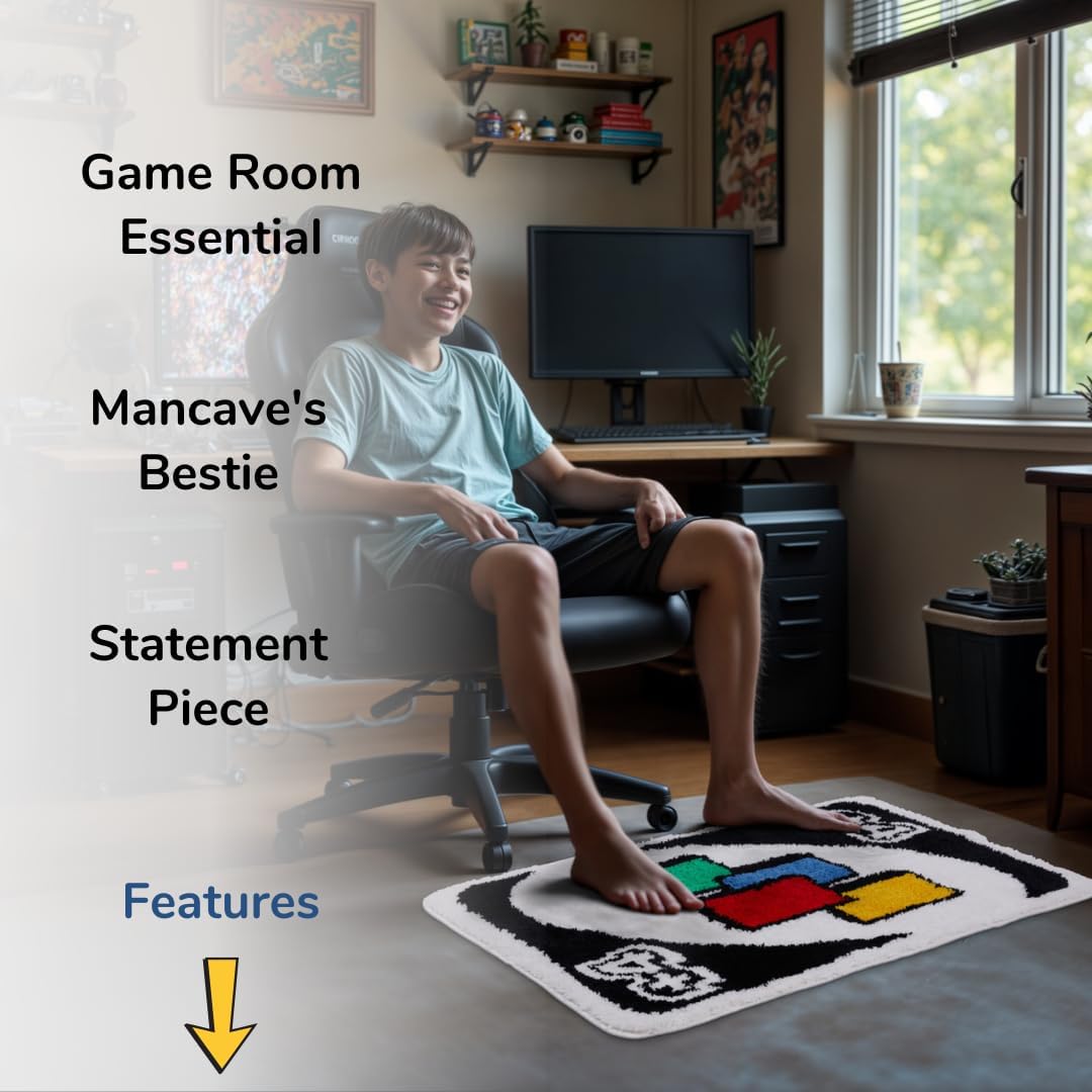 Uno Rug – Alfombras esponjosas y frescas de 24 x 36 pulgadas para dormitorio, baño o sala de juegos – Funky, estética para hombres, mujeres y adolescentes – Colores vibrantes con respaldo