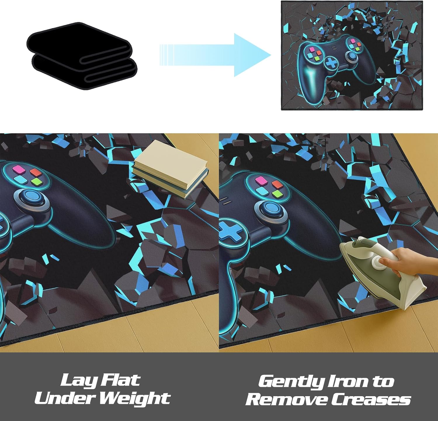 Alfombra de juegos para habitación, 3 x 5 pies, antideslizante, 3D, para dormitorio, sala de estar y decoración de sala de juegos