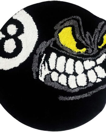 Angry - Alfombra redonda de 8 bolas, 32 pulgadas, decoración Cool Hypebeast, alfombra estética suave flocada negra para dormitorio y sala de estar, estilo Y2K (32 x 32 pulgadas)