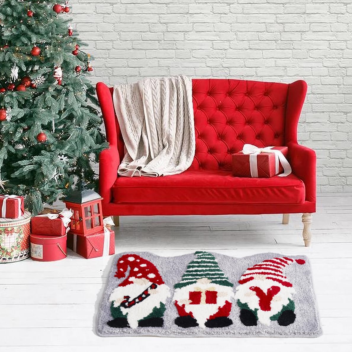 ELDONE Alfombra de cubo mágico derretida con alfombras de baño de gnomo navideño