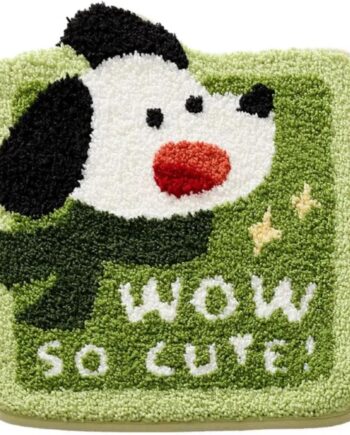 Dowtowter - Alfombra de baño para perro, diseño de dibujos animados, color verde, de microfibra, antideslizante, lavable, alfombra de baño para el suelo del baño, la habitación del niño, el dormitorio