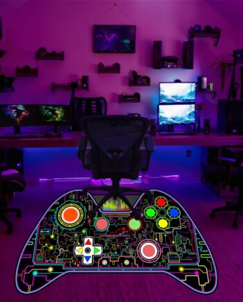Alfombra con forma de gamepad para niños, decoración de sala de juegos, 3 x 5 pies