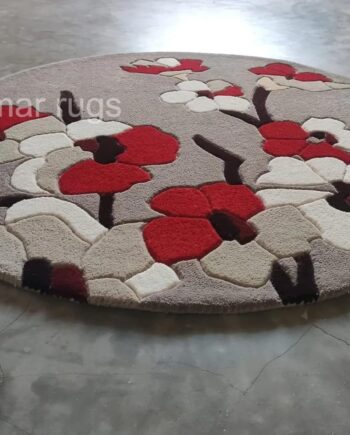 3 x 3 Round Tufted Rugs | NZ Wool Tufted Kids Rugs Premium Quality Area Rug, Wall Art decore Bedroom, Living Room (Gray Floral1, 9 x 9 ft)