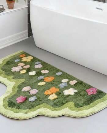 Green Moss Leaf Bathroom Carpet,Anti Slip and Cute Bath Mat Irregularly Shaped Tufted Carpet,3D Moss Mat Bathroom Bedroom Living Room Decoration(19.68x31.5 Inches)