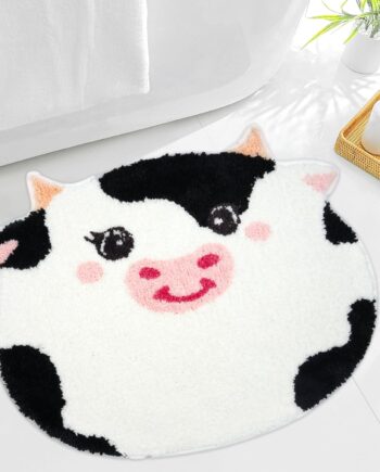 Alfombra de baño de vaca de 22 x 17, bonita alfombra de baño con estampado de vaca, accesorios de baño, antideslizante, lavable, alfombra de microfibra suave para ducha, bañera