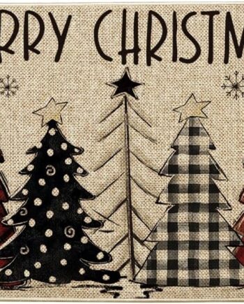 Artoid Mode Tapete con diseño de árboles de Navidad, copos de nieve, Feliz Navidad, decoración del hogar de invierno de bajo perfil, tapete de puerta para interiores y exteriores, 17 x 29 pulgadas