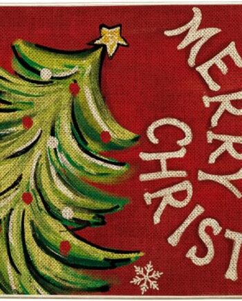 Artoid Mode Tapete con diseño de árbol de Navidad, diseño de copo de nieve, decoración del hogar, tapete de bajo perfil, tapete para puerta de interior y exterior, 17 x 29 pulgadas