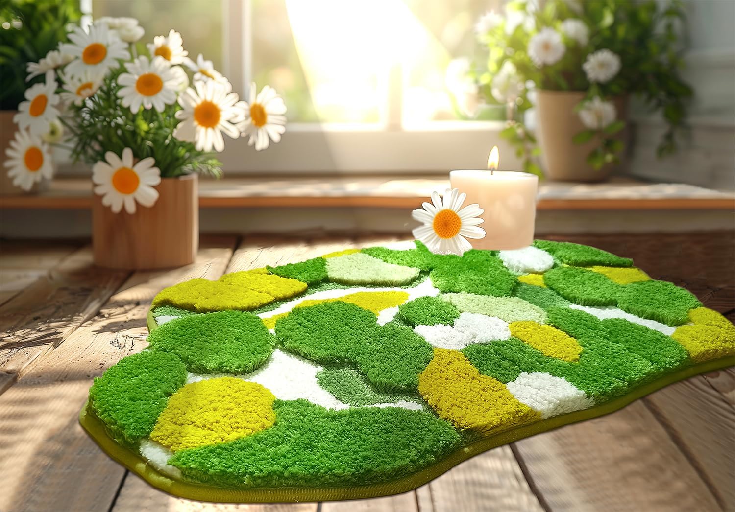 Lindas alfombras de baño de musgo amarillo y verde, tapetes de baño para decoración de baño, hojas estéticas, suaves, antideslizantes, lavables, Aabsorbente, alfombra bohemia para interiores