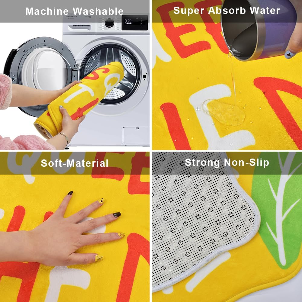 Vanleonet Alfombra de baño de limón, alfombras de baño antideslizantes, lavables, esponjosas, suaves y absorbentes, bonita alfombra de baño de limón, 30 x 20 pulgadas