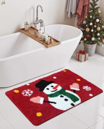 Alfombra de baño de muñeco de nieve de Navidad de 32 x 20 pulgadas, decoración de baño de Navidad, absorbente y bonita, alfombra de baño de invierno y Navidad, alfombra de baño suave, antideslizante