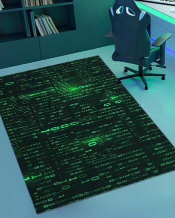 Alfombra lavable de área de juegos, diseño de código binario, tapete para programador de juegos, tapete antideslizante de pelo bajo para computadora, dormitorio, interior, entrada delantera, sala de