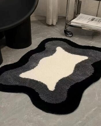 Room Decor Y2K - Alfombras estéticas de nube, alfombra moderna para dormitorio, sala de estar (1.3 x 2.0 pies, color negro)