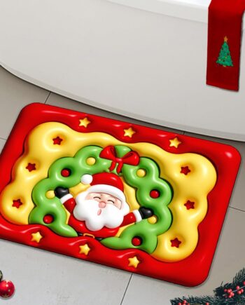 Alfombra de baño de Navidad, antideslizante, superabsorbente, para decoración del baño, lavable para frente de bañera, ducha, fregadero (16 x 24 pulgadas) (Santa Claus)