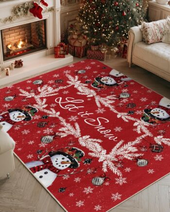 Artoid Mode Alfombra de área de Navidad con muñeco de nieve con diseño de muñeco de nieve y bola de nieve, decoración del hogar, de bajo perfil, lavable para entrada, dormitorio, sala de estar,