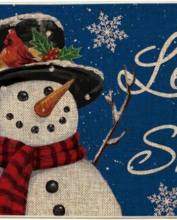 Artoid Mode Tapete de invierno con diseño de muñeco de nieve azul con diseño de muñeco de nieve, decoración del hogar de Navidad, tapete de interruptor de bajo perfil, tapete de piso para interiores y