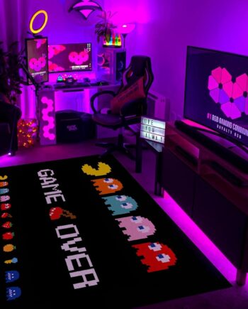 Alfombra clásica de juegos de arcade, estilo retro de los años 90, estilo popular de sala de juegos, para sala de estar, decoración de sala de juegos, alfombra moderna y divertida de juego de 2 x 3