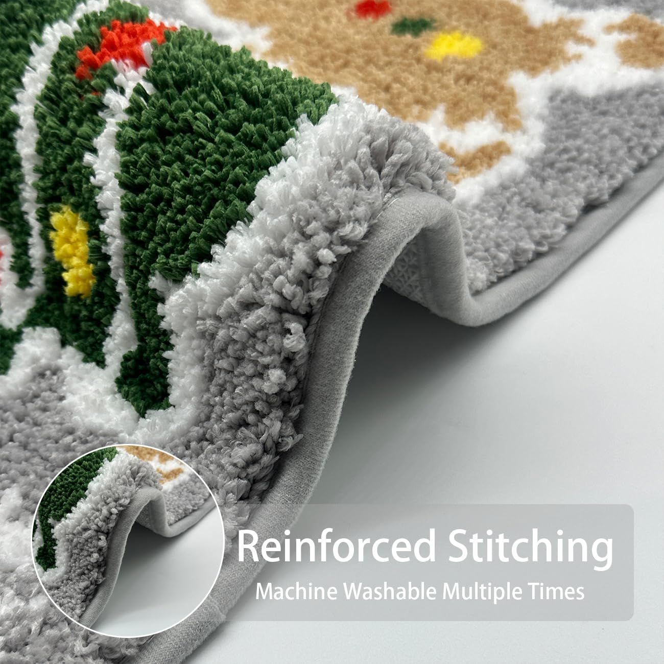 Alfombra de baño de Navidad, árbol de Navidad, bonito tapete de baño con diseño de reno, suave, absorbente, antideslizante, de secado rápido, para baño, bañera, inodoro, invierno, nieve