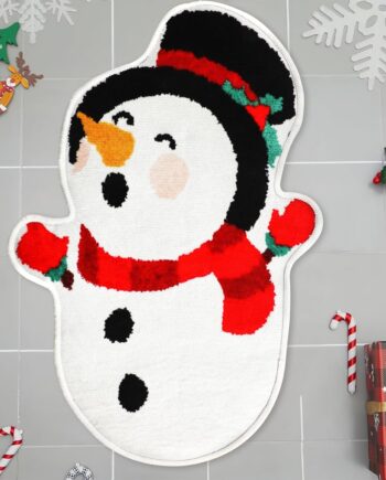 FEBSNOW Tapete de baño de muñeco de nieve, antideslizante, decoración de Navidad, tapete de invierno para baño (15.8 x 23.6 pulgadas)