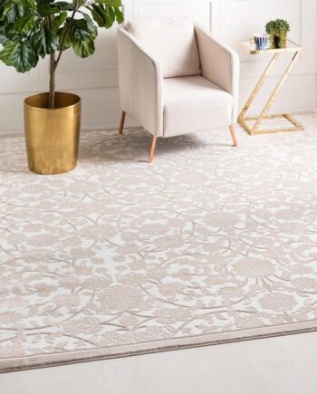 Unique Loom Rushmore Collection - Alfombra de área (cuadrado de 4 pies 1 pulgada, blanco nieve/beige)