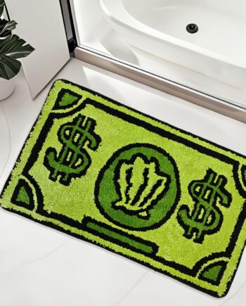 Alfombra de dinero de dibujos animados para dormitorio, de 16 x 28 pulgadas, antideslizante, lavable a máquina, alfombra de baño suave, decoración divertida e idea de regalo