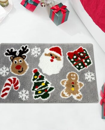 Alfombra de baño de Navidad, árbol de Navidad, bonito tapete de baño con diseño de reno, suave, absorbente, antideslizante, de secado rápido, para baño, bañera, inodoro, invierno, nieve