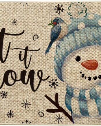 Artoid Mode Tapete de invierno con diseño de muñeco de nieve azul con diseño de copos de nieve, Navidad, decoración del hogar, tapete de interruptor de bajo perfil, tapete de puerta para interiores y